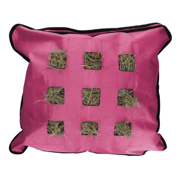 Heusack für Pferde, quadratisch, rosa, 62 x 55 cm – Excellent Horse Hay Pillow Slow Feeder