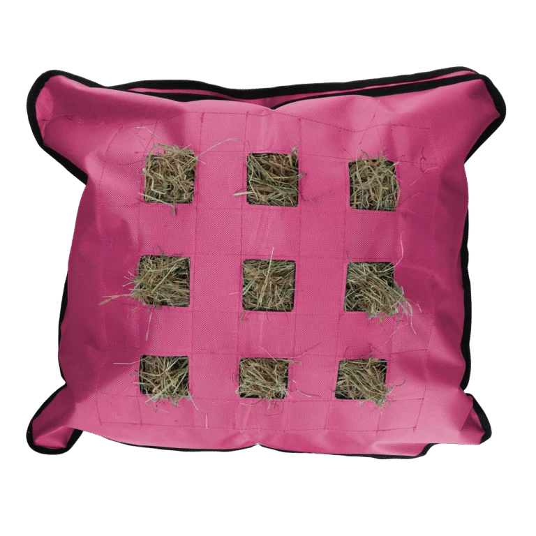 Heusack für Pferde, quadratisch, rosa, 62 x 55 cm – Excellent Horse Hay Pillow Slow Feeder