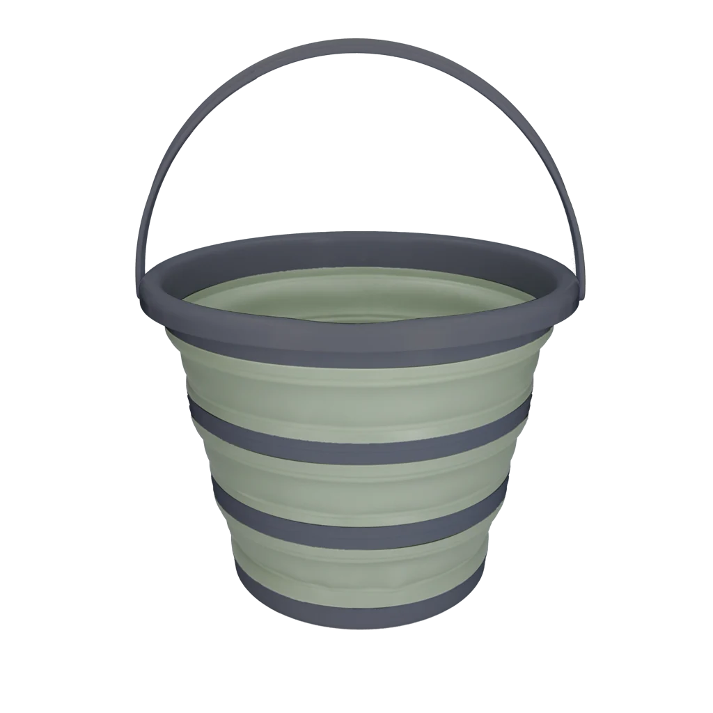 EXCE05020.png Faltbarer Eimer für Futter und Wasser, 10 l, Grün und Grau – Excellent Horse Falteimer – Bild 1