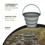 Faltbarer Eimer für Futter und Wasser, 10 l, Grün und Grau – Excellent Horse Falteimer – Bild 4