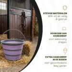 Faltbarer Eimer für Futter und Wasser, 10 l, Lila und Grau – Excellent Horse Faltbarer Eimer – Bild 3
