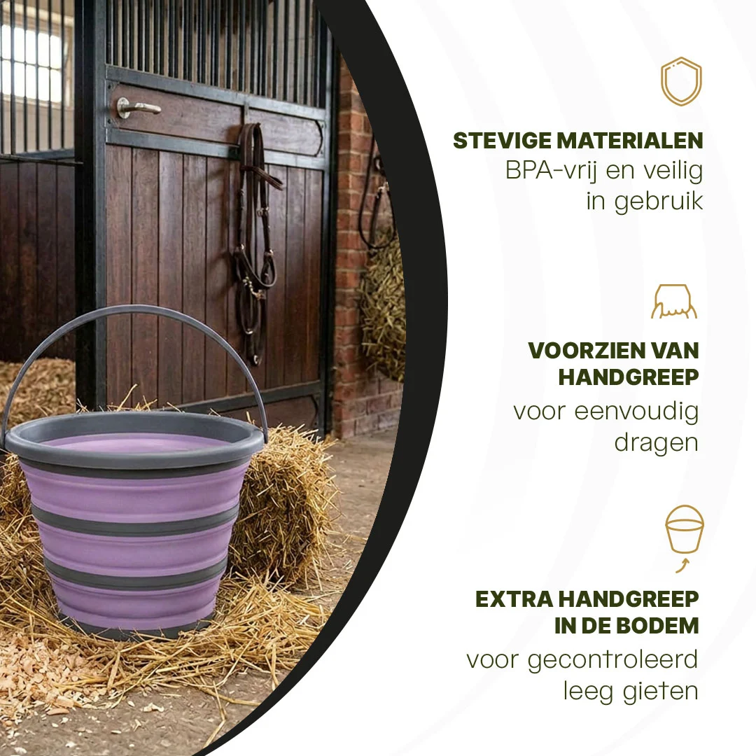 Faltbarer Eimer für Futter und Wasser, 10 l, Lila und Grau – Excellent Horse Faltbarer Eimer – Bild 3