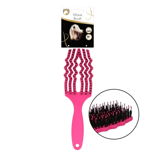 Mähnenbürste zum Entwirren mit Schweineborsten, Rosa – Excellent Horse Wave Brush