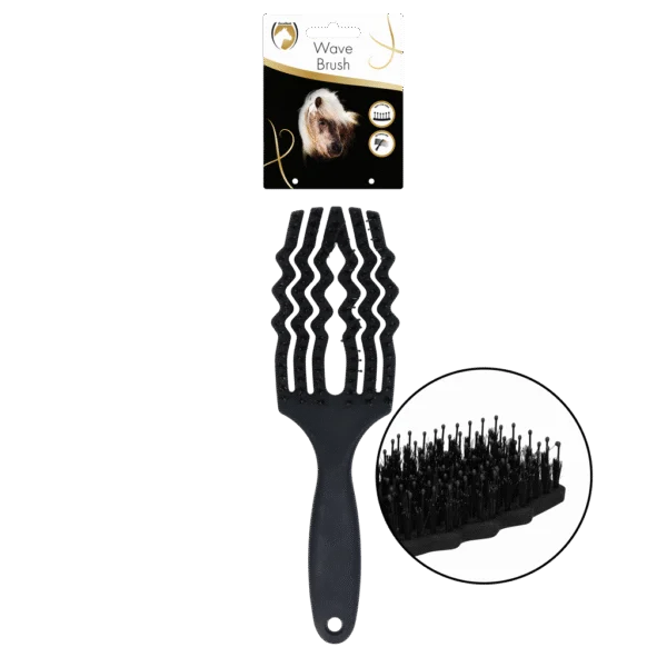 Mähnenbürste zum Entwirren mit Schweineborsten, Schwarz – Excellent Horse Wave Brush