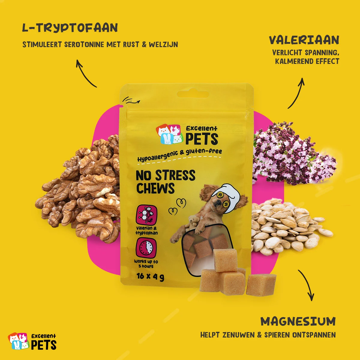 Weiche Kausnacks für Hunde bei Anspannung, 16 x 4 g – Excellent Pets No Stress Soft Chews – Bild 6
