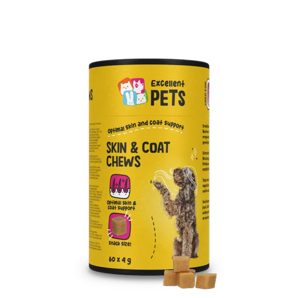 Nahrungsergänzung für Hunde für Haut und Fell, 60 weiche Kausnacks – Excellent Pets Skin & Coat Soft Chews