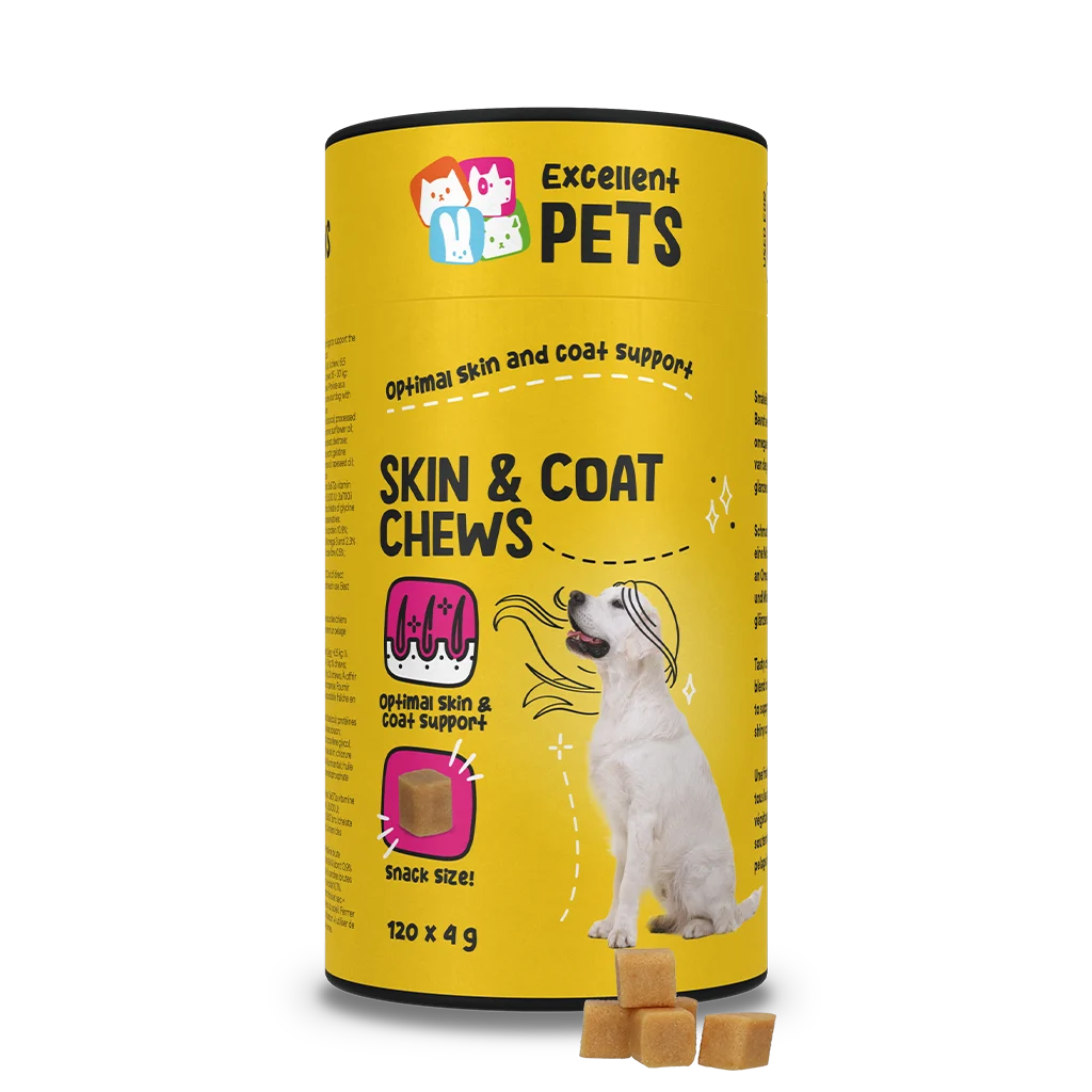 EXCE5030B.png Nahrungsergänzung für Hunde für Haut und Fell, 120 weiche Kauartikel – Excellent Pets Skin & Coat Soft Chews – Bild 1