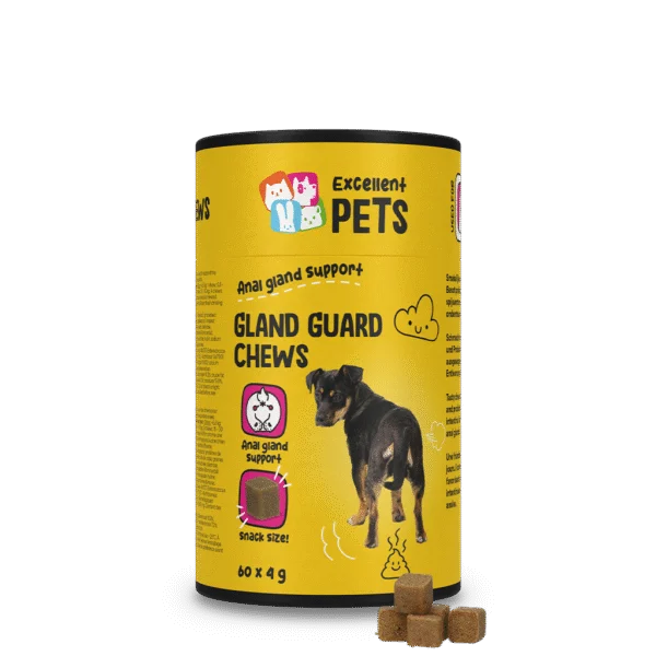 Ergänzungsfuttermittel Snacks für Hunde mit Präbiotika und Probiotika, 60 Stück – Excellent Pets Gland Guard Soft Chews