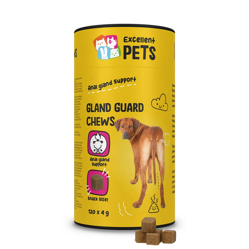 Ergänzungsfuttermittel Snacks für Hunde mit Präbiotika und Probiotika, 120 Stück – Excellent Pets Gland Guard Soft Chews – Bild 1