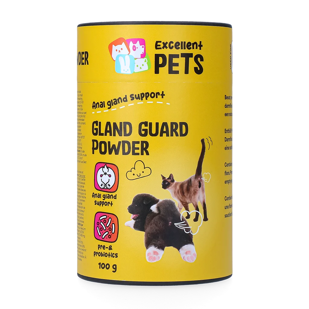 EXCE5040B7.png Ergänzungspulver für Hunde und Katzen mit Präbiotika und Probiotika – Excellent Pets Gland Guard Pulver – Bild 1