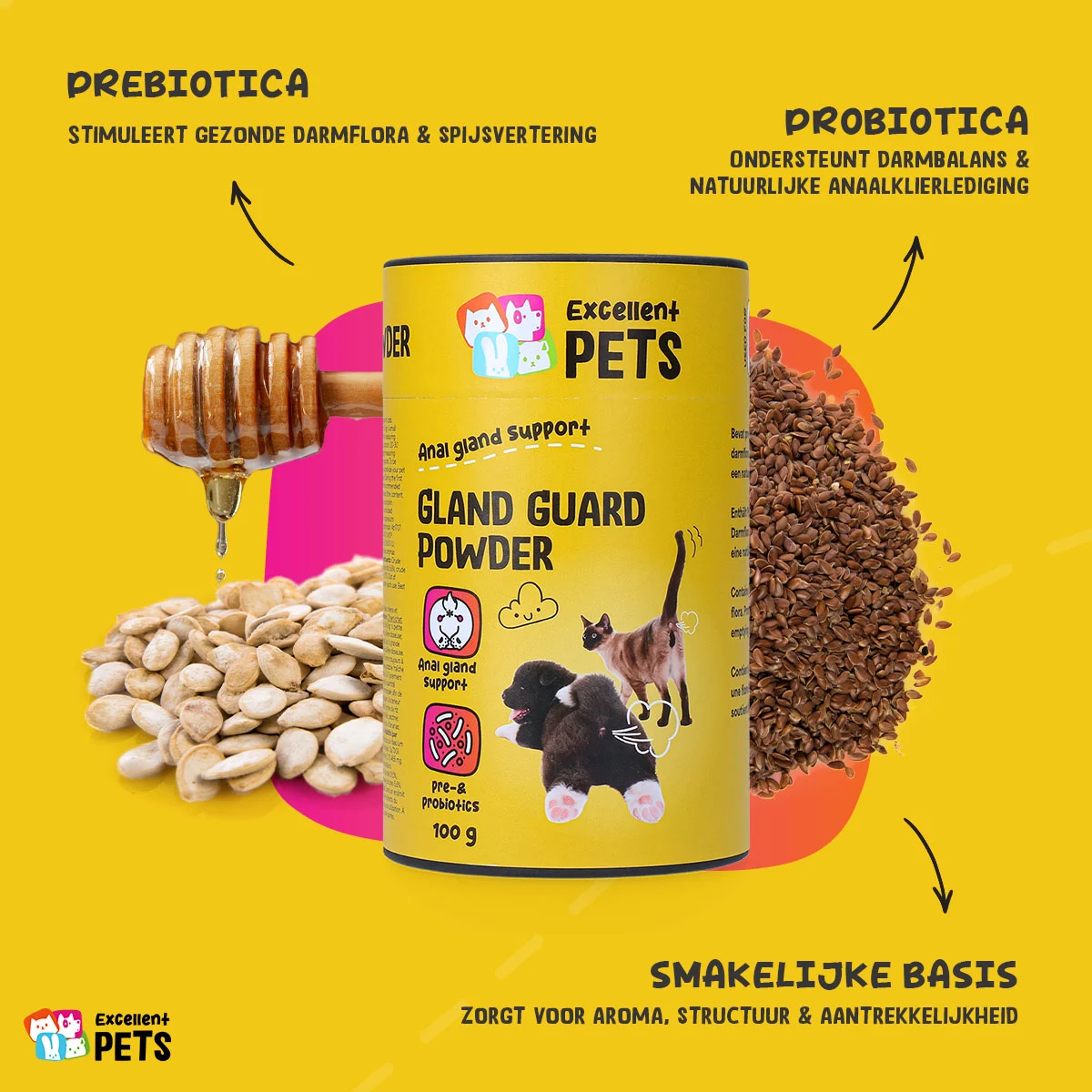 Ergänzungspulver für Hunde und Katzen mit Präbiotika und Probiotika – Excellent Pets Gland Guard Pulver – Bild 6