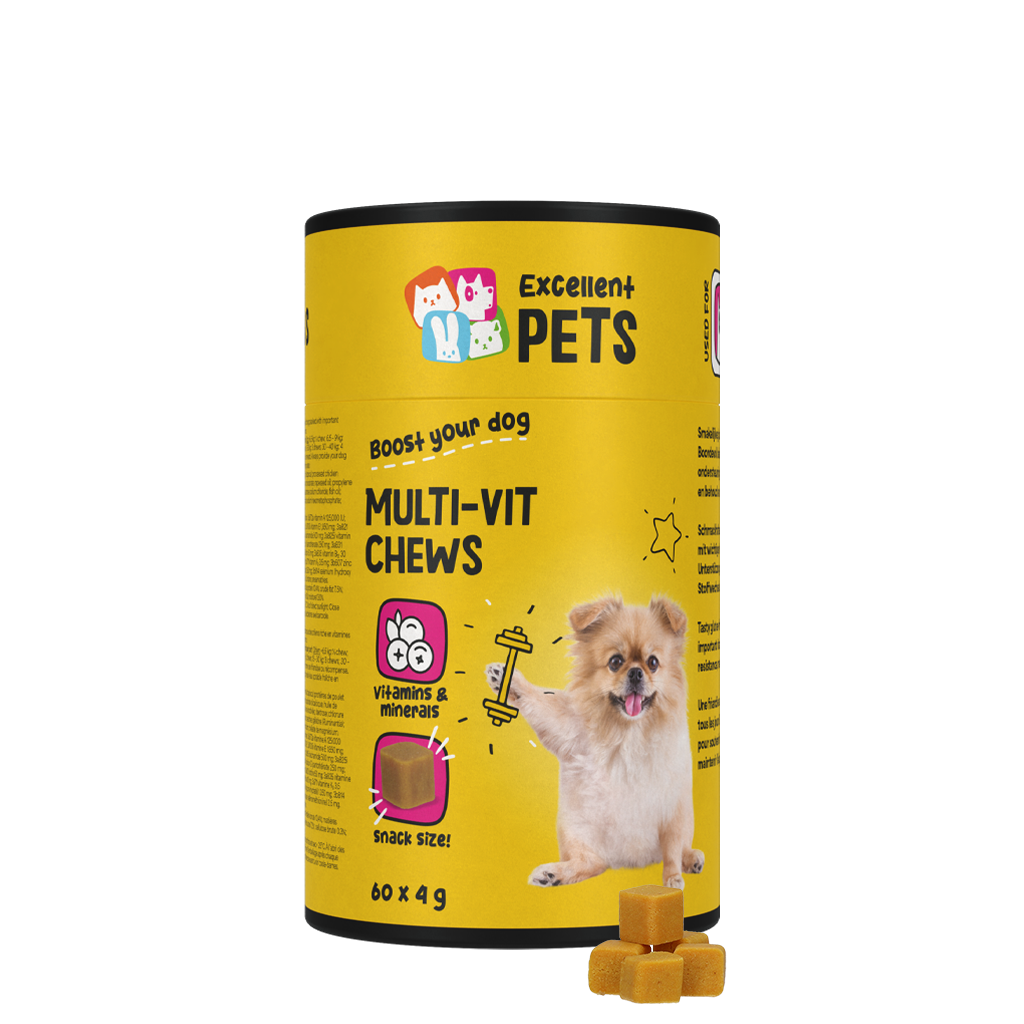 Multivitamine Kauwsnacks voor Honden, 60 Stuks – Excellent Pets Multi-Vit Soft Chews Multivitamin Kausnacks für Hunde, 60 Stück – Excellent Pets Multi-Vit Soft Chews