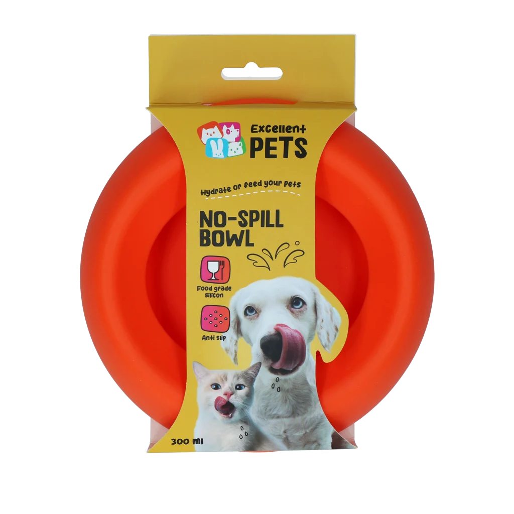 Futter und Trinknapf aus Silikon für Hunde mit Rand, 300 ml, orange – Excellent Pets No-Spill Bowl – Bild 1