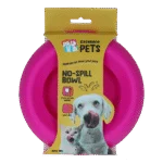 Futter und Wassernapf für Hunde aus Silikon mit Spritzschutzrand, 300 ml Rosa – Excellent Pets No-Spill Bowl