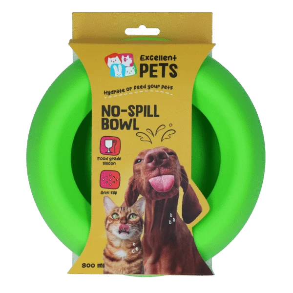 Silikon Hundenapf und Trinknapf mit Kleckerrand, 800 ml Grün – Excellent Pets No-Spill Bowl