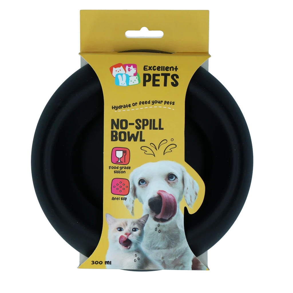 EXCE7055D.png Silikon Hundenapf und Trinknapf mit Kleckerrand, 300 ml Anthrazit – Excellent Pets No-Spill Bowl – Bild 1