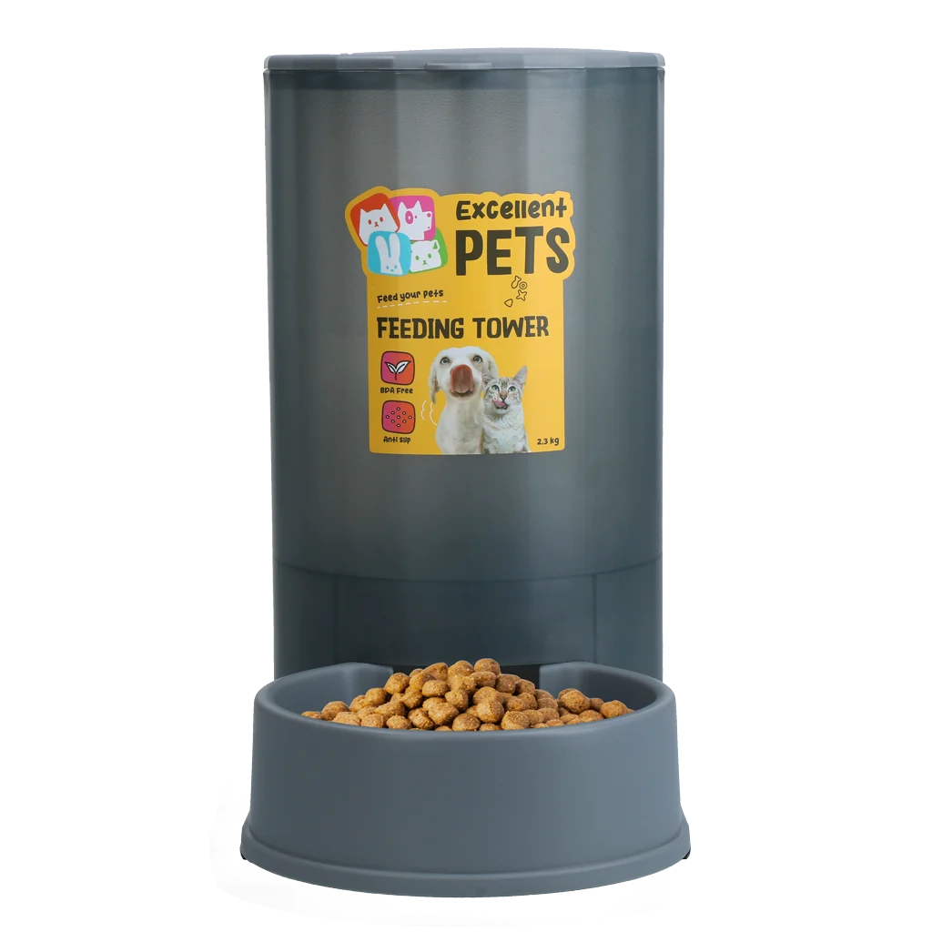 Futterspender für Hunde und Katzen mit rutschfesten Füßen, 2,3 kg – Excellent Pets Feeding Tower – Bild 2