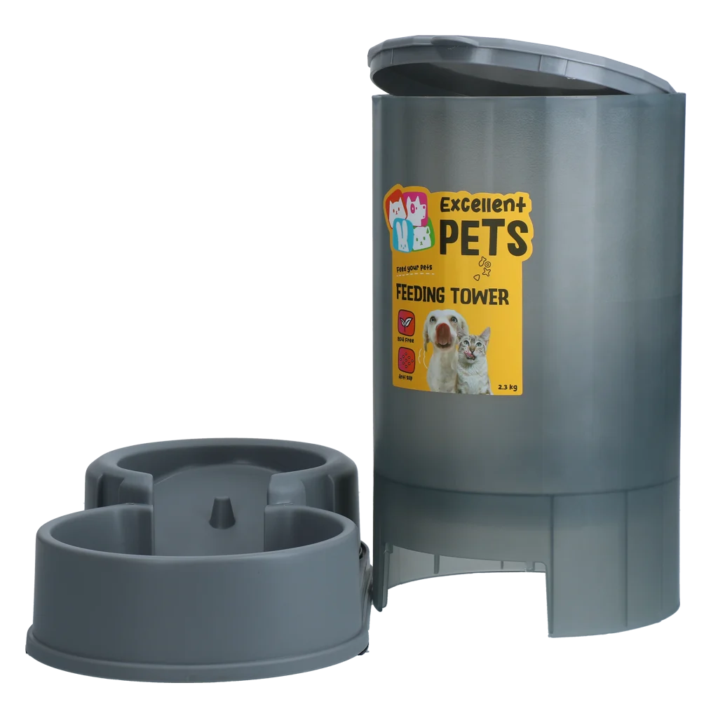 Futterspender für Hunde und Katzen mit rutschfesten Füßen, 2,3 kg – Excellent Pets Feeding Tower – Bild 3