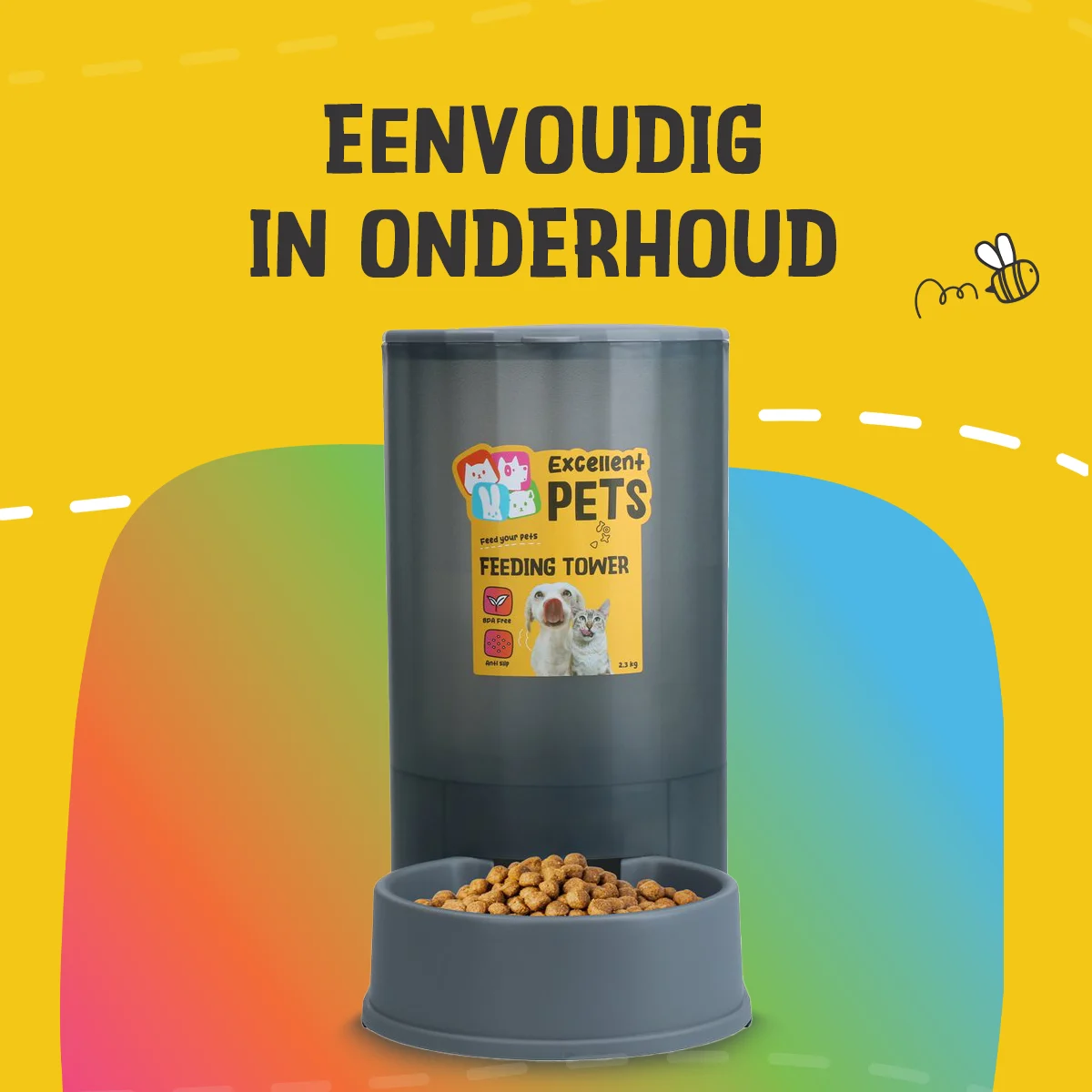 Futterspender für Hunde und Katzen mit rutschfesten Füßen, 2,3 kg – Excellent Pets Feeding Tower – Bild 4