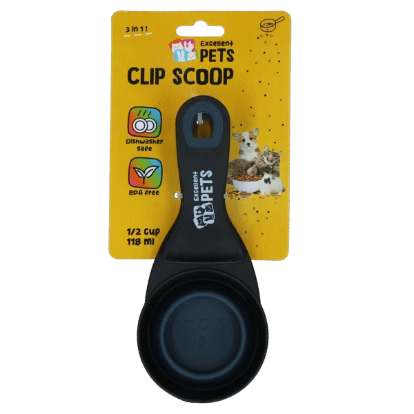 Futterschaufel mit Verschlussclip, 0,5 cup – Excellent Pets Clip Scoop