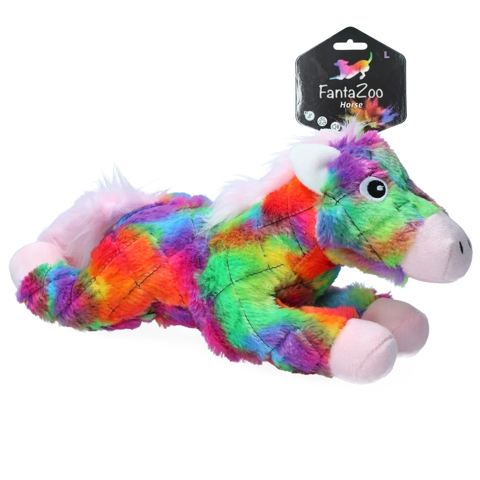 FANT003.png Hundekuscheltier Pferd mit Quietscher, L, 32 x 16 cm – FantaZoo Horse – Bild 1