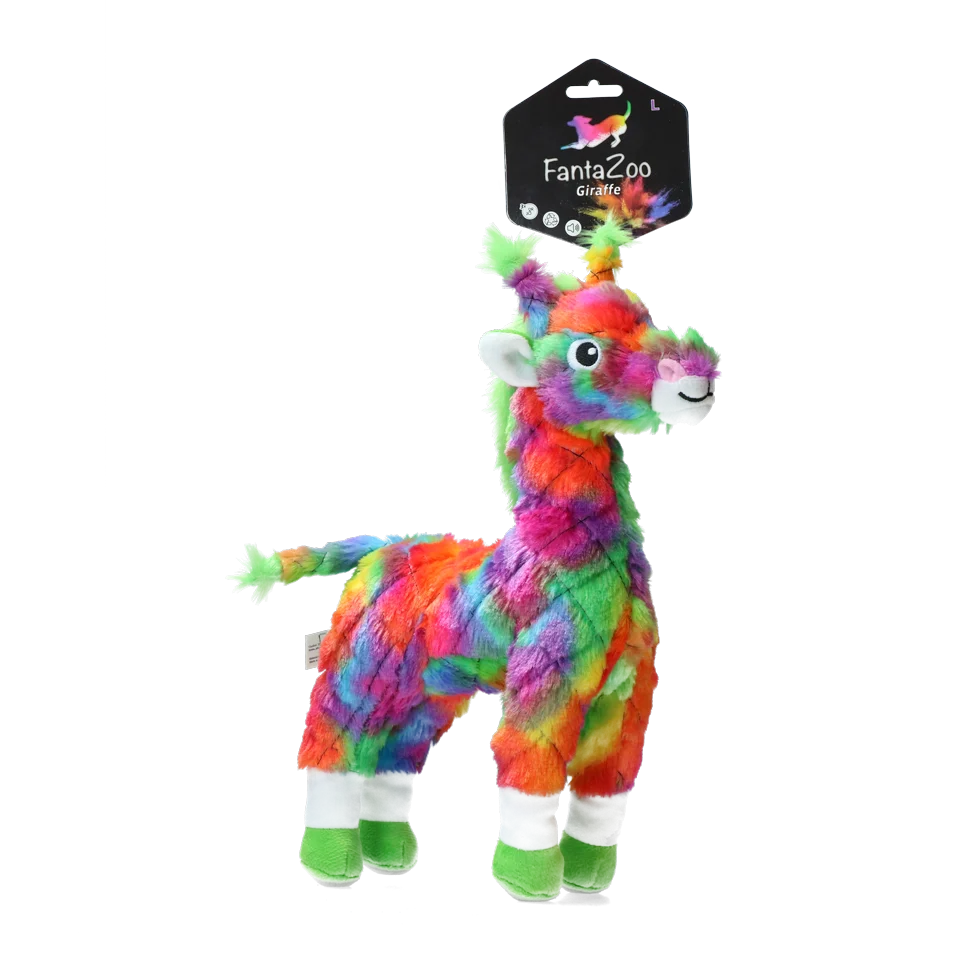 Hundespielzeug aus recyceltem Material mit Quietscher, L, 32 x 16 cm – FantaZoo Giraffe – Bild 1