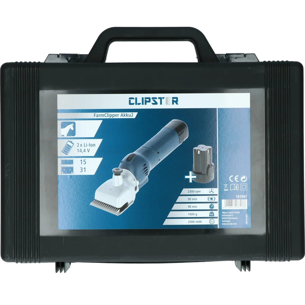 FARM46007.png Pferdeschermaschine mit 2 Akkus – Clipster FarmClipper Akku2 Pferd – Bild 1