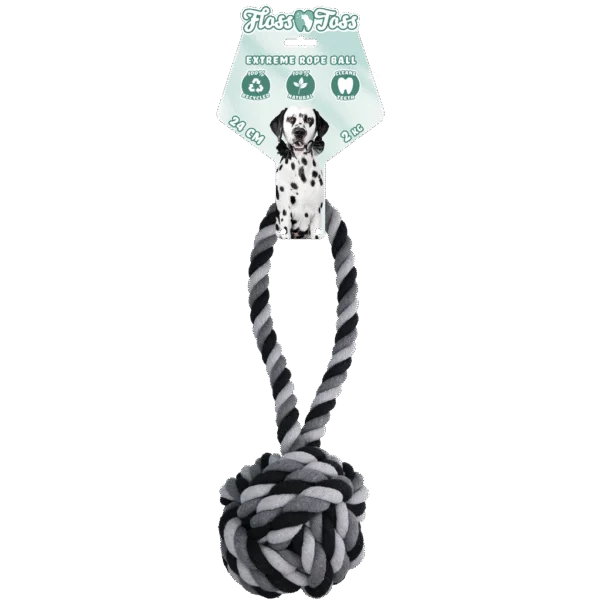 Hundespieltau aus Baumwolle mit Ball, 60 cm – Floss Toss Natural Dental Ropes Dental Rope Exteme Tug and Ball