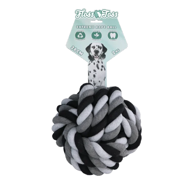 Flossseil mit Ball aus Baumwolle, 24 cm – Floss Toss Natural Dental Ropes Dental Rope Exteme Ball