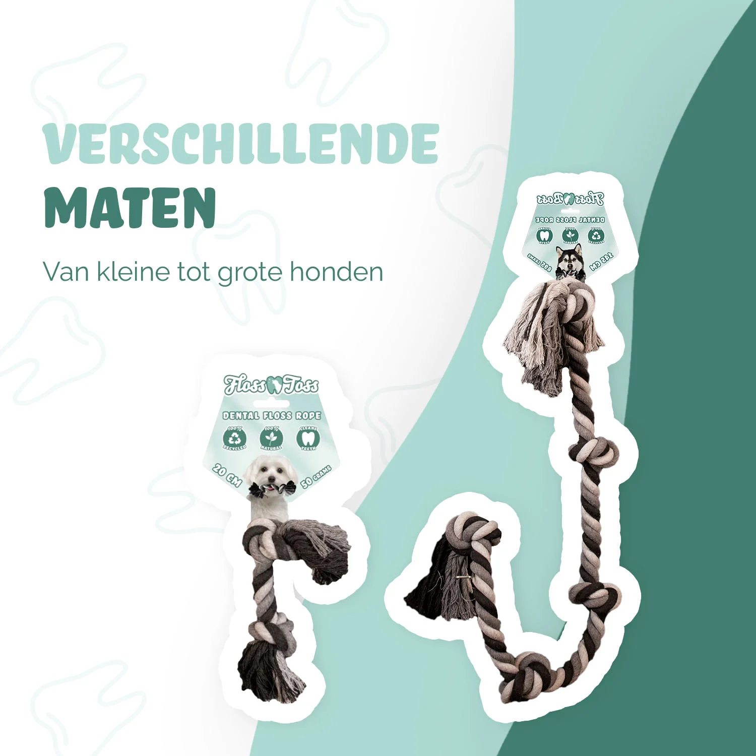 Hundeseil aus Baumwolle, 61 cm – Floss Toss Natural Dental Ropes Dental Rope Exteme 8-Tugger – Bild 5