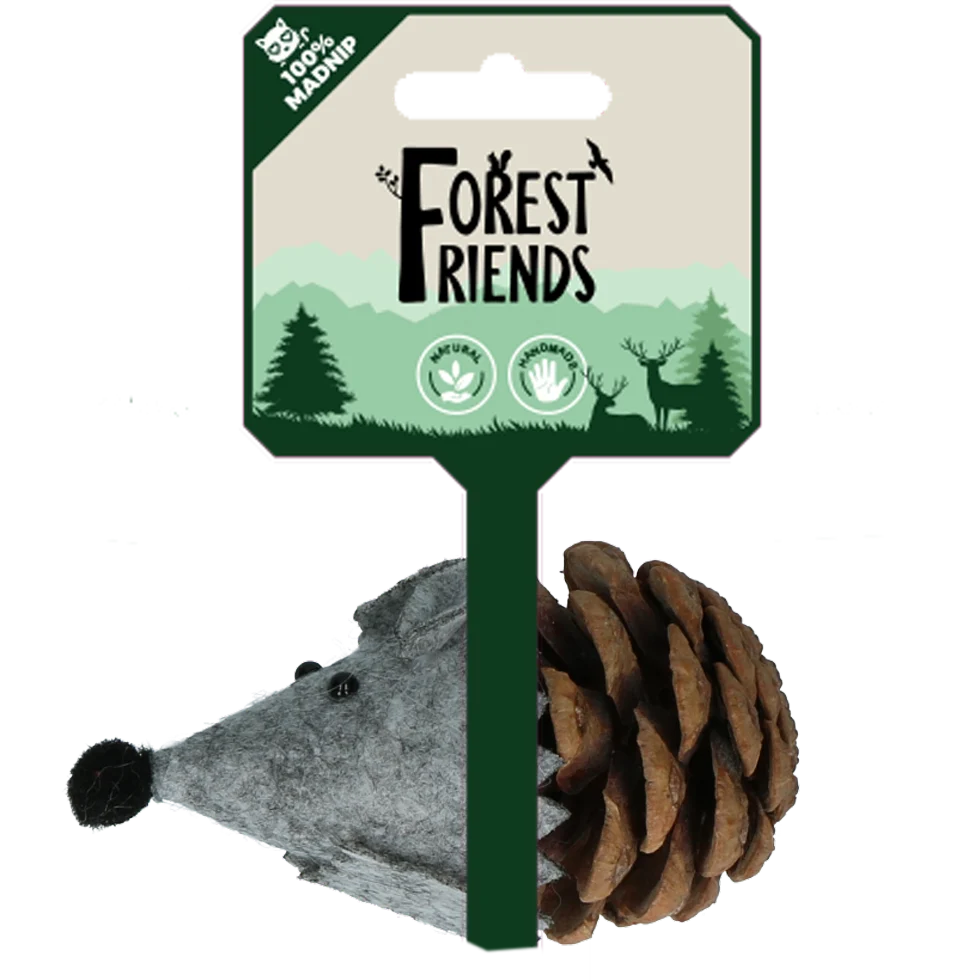 Spielmaus für Katzen aus Tannenzapfen und Filz mit Madnip, Grau, 8 cm – Forest Friends Mouse – Bild 1