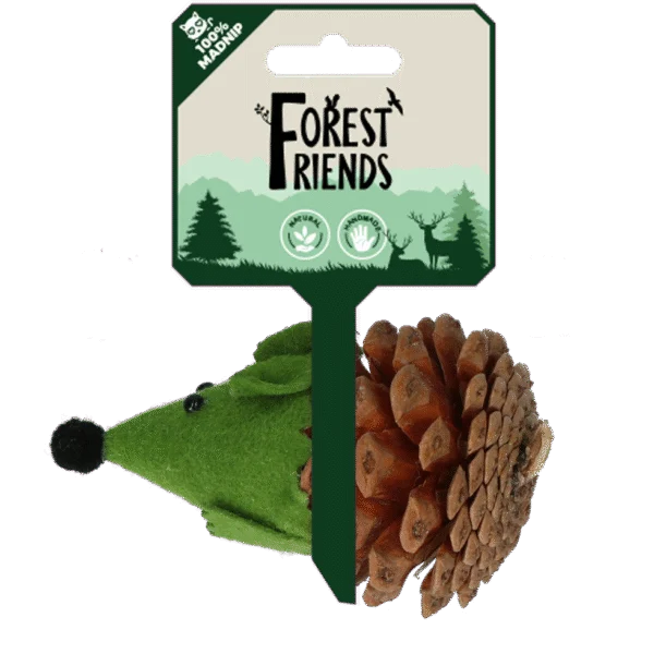 Spielmaus für Katzen aus Kiefernzapfen und Filz mit Madnip, Grün, 8 cm – Forest Friends Mouse