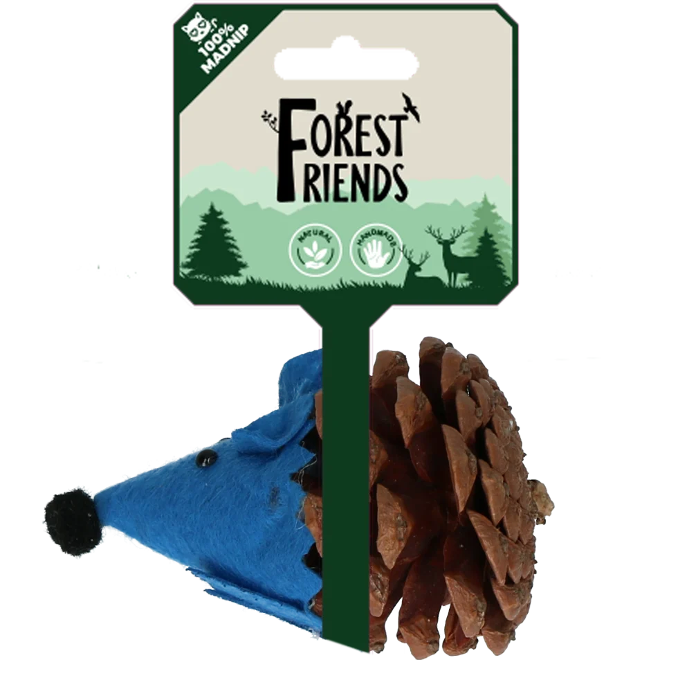 FORE004.png Spielmaus für Katzen aus Kiefernzapfen und Filz mit Madnip, Blau, 8 cm – Forest Friends Mouse – Bild 1