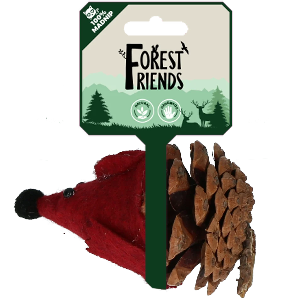 FORE006.png Spielmaus für Katzen aus Tannenzapfen und Filz mit Madnip, Rot, 8 cm – Forest Friends Mouse – Bild 1