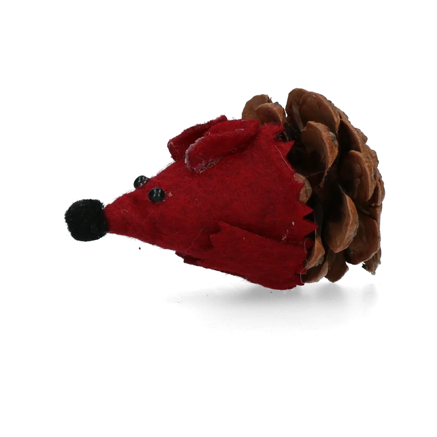 Spielmaus für Katzen aus Tannenzapfen und Filz mit Madnip, Rot, 8 cm – Forest Friends Mouse – Bild 2