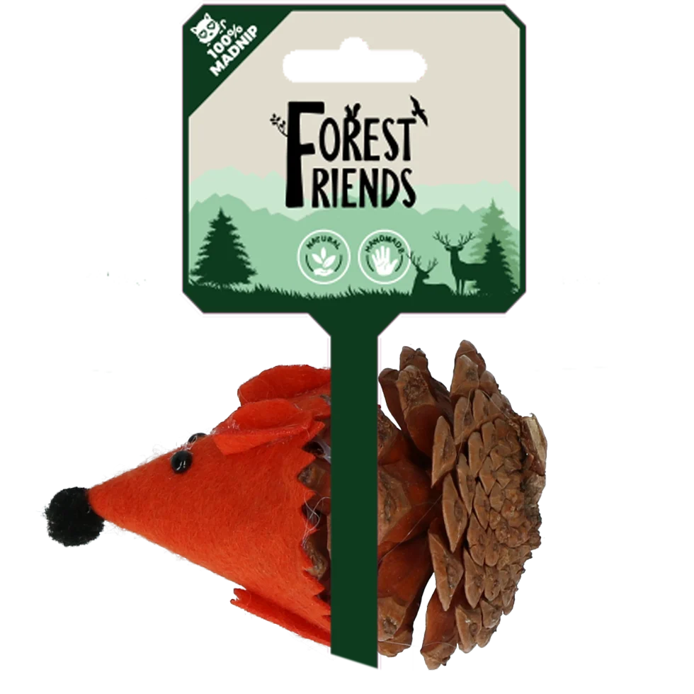 FORE007.png Katzenspielmaus aus Kiefernzapfen und Filz mit Madnip, Orange, 8 cm – Forest Friends Mouse – Bild 1