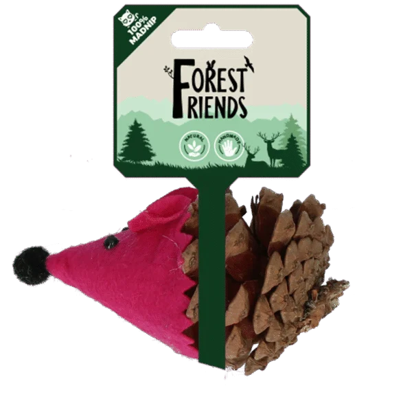 Katzenspielmaus aus Kiefernzapfen und Filz mit Madnip, Rosa, 8 cm – Forest Friends Mouse
