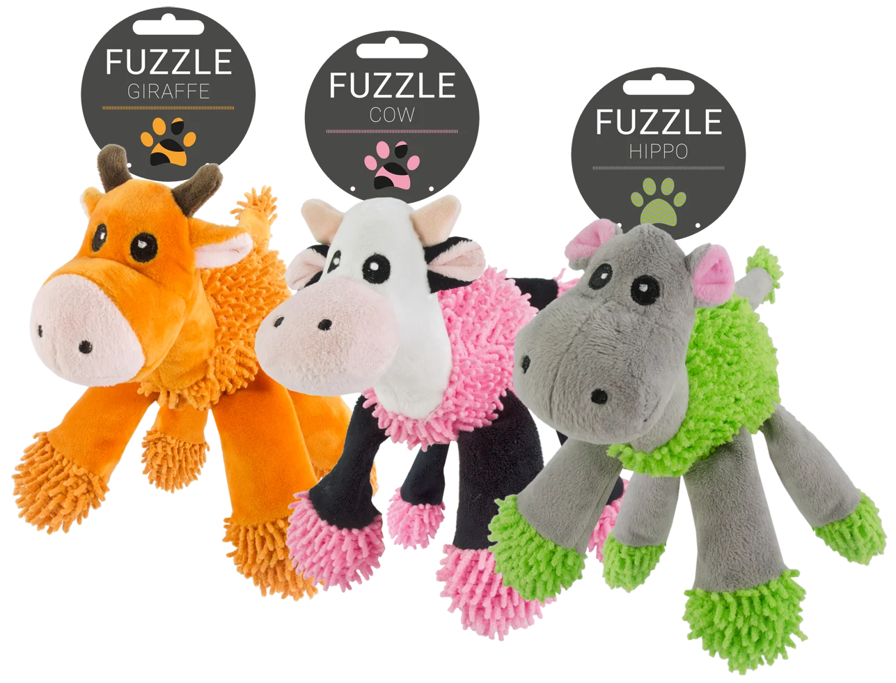 Hundekuscheltier Nilpferd mit 5 Quietschern, 22 x 22 cm – Fuzzle – Bild 4