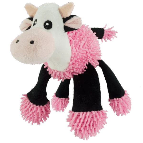 Hundekuscheltier Kuh mit 5 Quietschern, 22 x 22 cm – Fuzzle