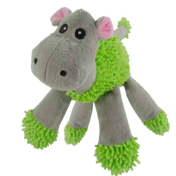 Hundekuscheltier Nilpferd mit 5 Quietschern, 22 x 22 cm – Fuzzle