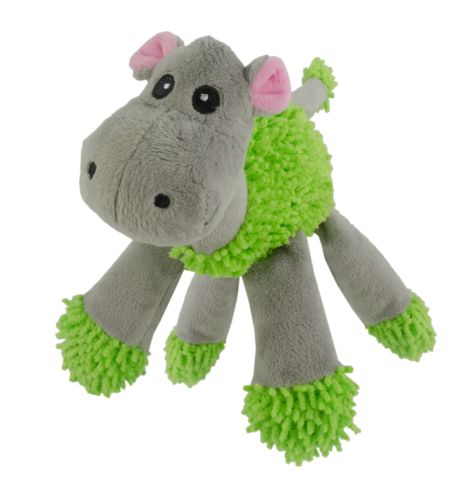 FUZZ004.png Hundekuscheltier Nilpferd mit 5 Quietschern, 22 x 22 cm – Fuzzle – Bild 1