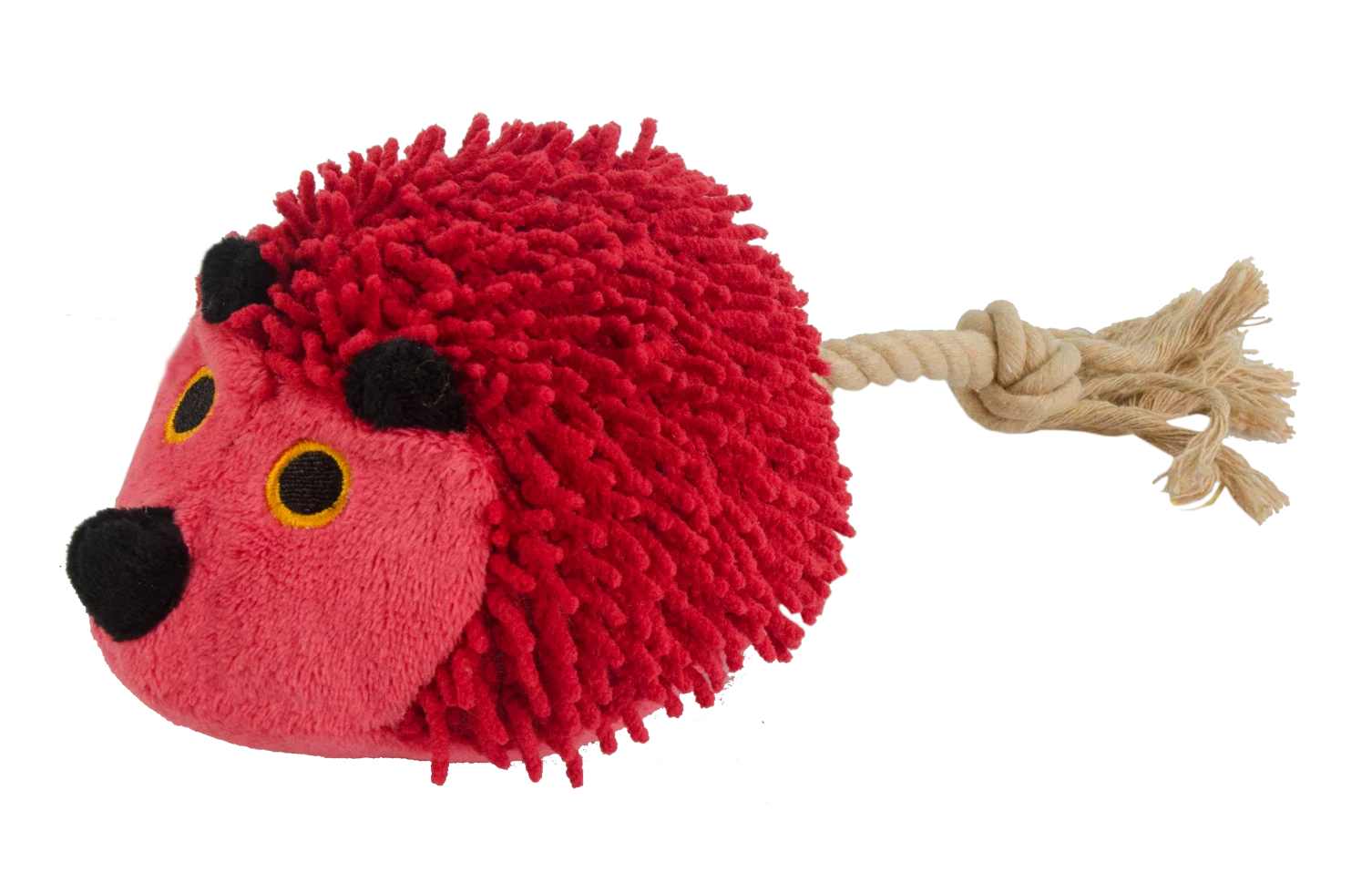 FUZZ008D.png Hundekuscheltier Igel mit Seilschwanz und Quietscher, Rot, 15 x 20 cm – Fuzzle Hedgie With Tail – Bild 1