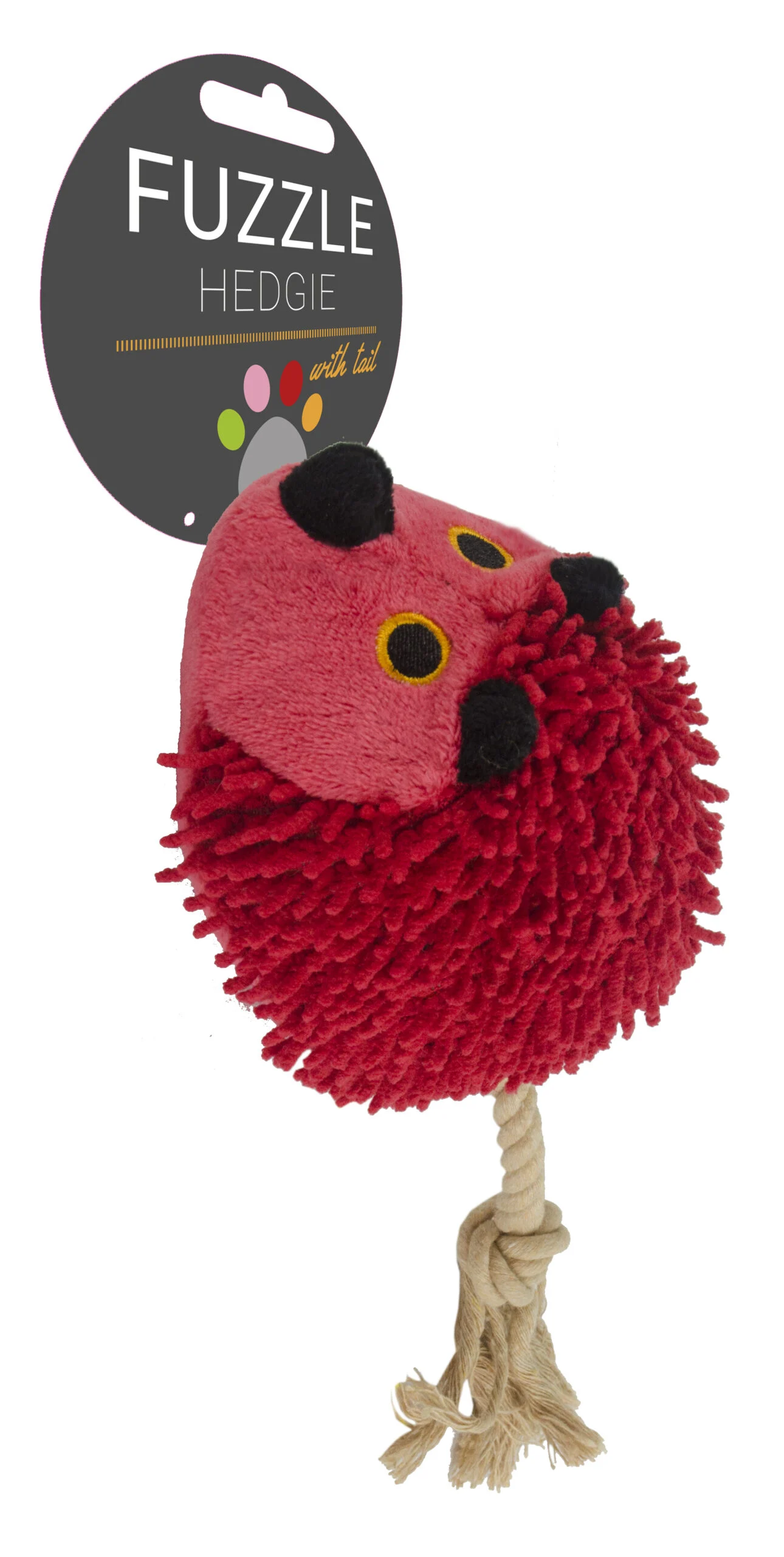 Hundekuscheltier Igel mit Seilschwanz und Quietscher, Rot, 15 x 20 cm – Fuzzle Hedgie With Tail – Bild 2