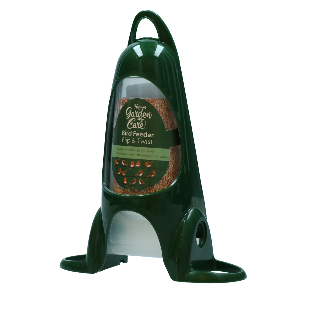 GACA0050.png Vogelfuttersilo mit Sitzring und 2 Öffnungen, 1200 g – Hofman Garden Care Bird Feeder Flip & Twist – Bild 1