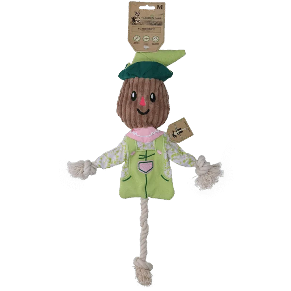 Zerrspielzeug Vogel mit knisterndem Körper und Seil – Garden Paws Scarecrow Indy Fields M