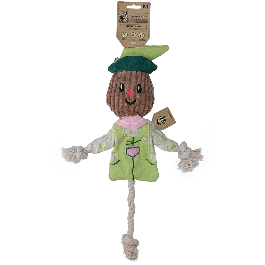 Zerrspielzeug Vogel mit knisterndem Körper und Seil – Garden Paws Scarecrow Indy Fields M – Bild 1