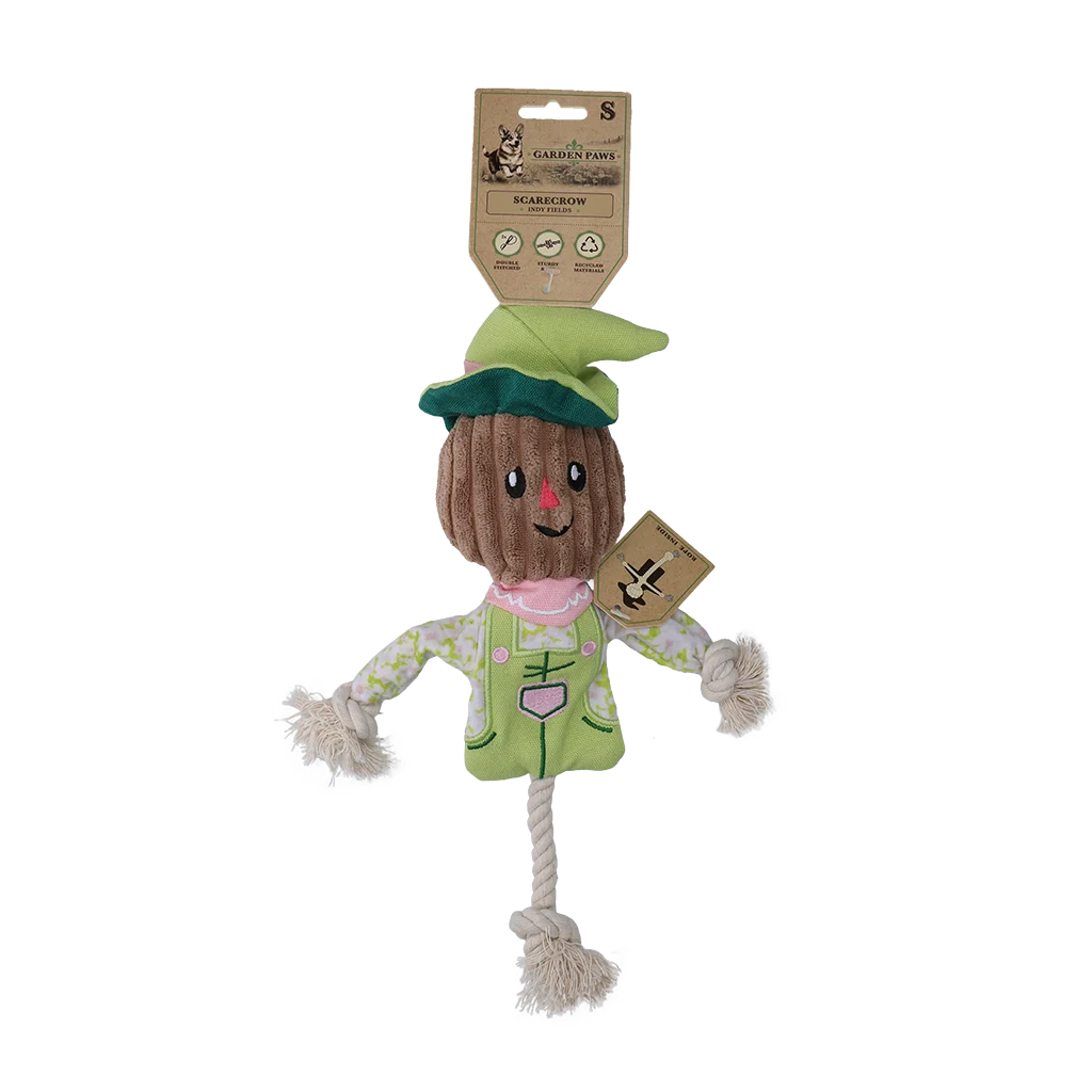 GARD0011S.png Zerrspielzeug Vogelscheuche mit knisterndem Körper und Seil – Garden Paws Scarecrow Indy Fields S – Bild 1