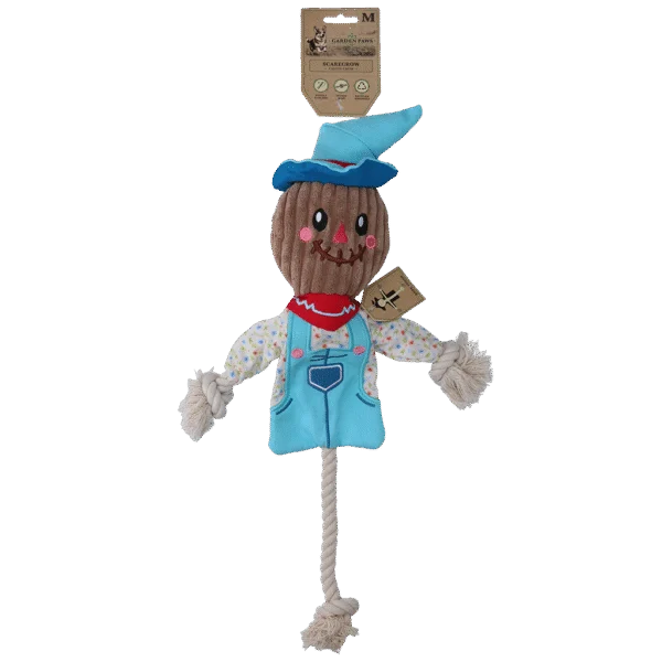 Zerrspielzeug Vogelscheuche mit knisterndem Körper und Seil – Garden Paws Scarecrow Calvin Crow M