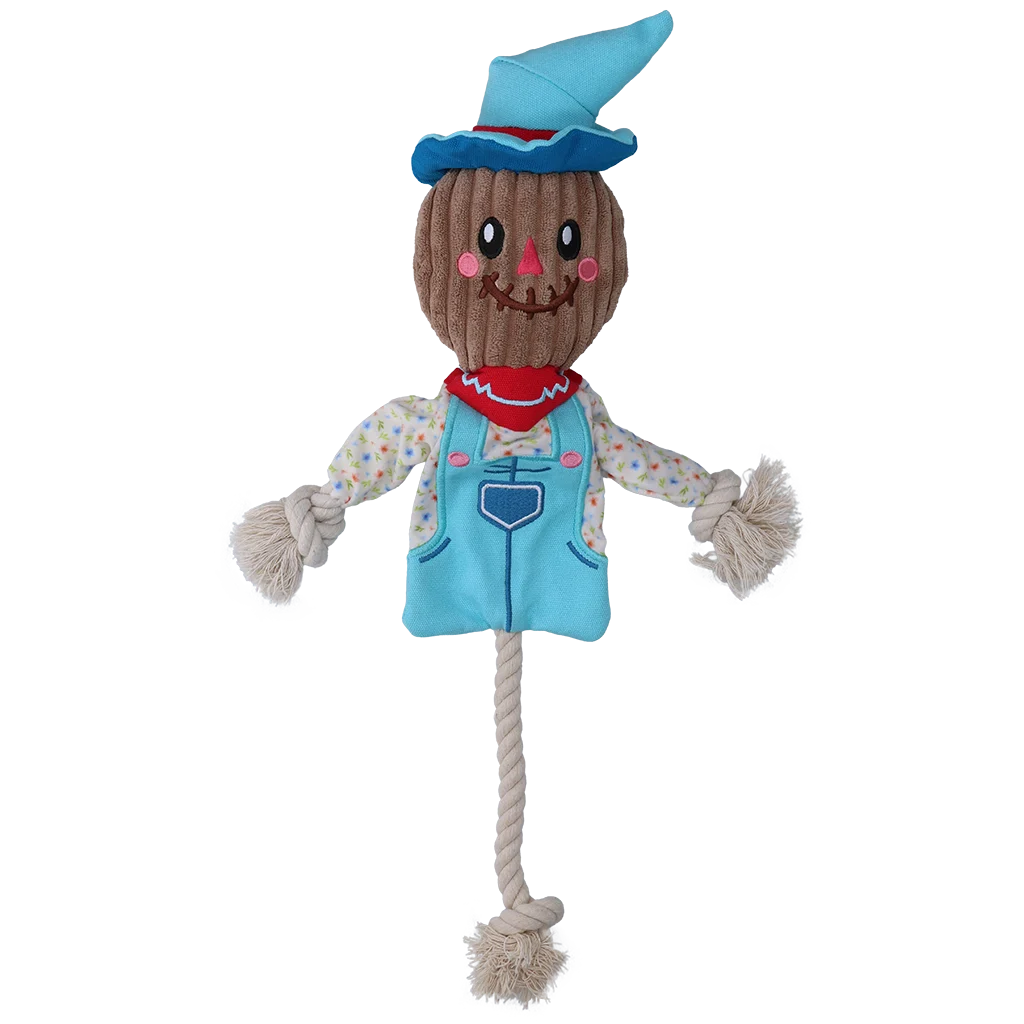 Zerrspielzeug Vogelscheuche mit knisterndem Körper und Seil – Garden Paws Scarecrow Calvin Crow M – Bild 2