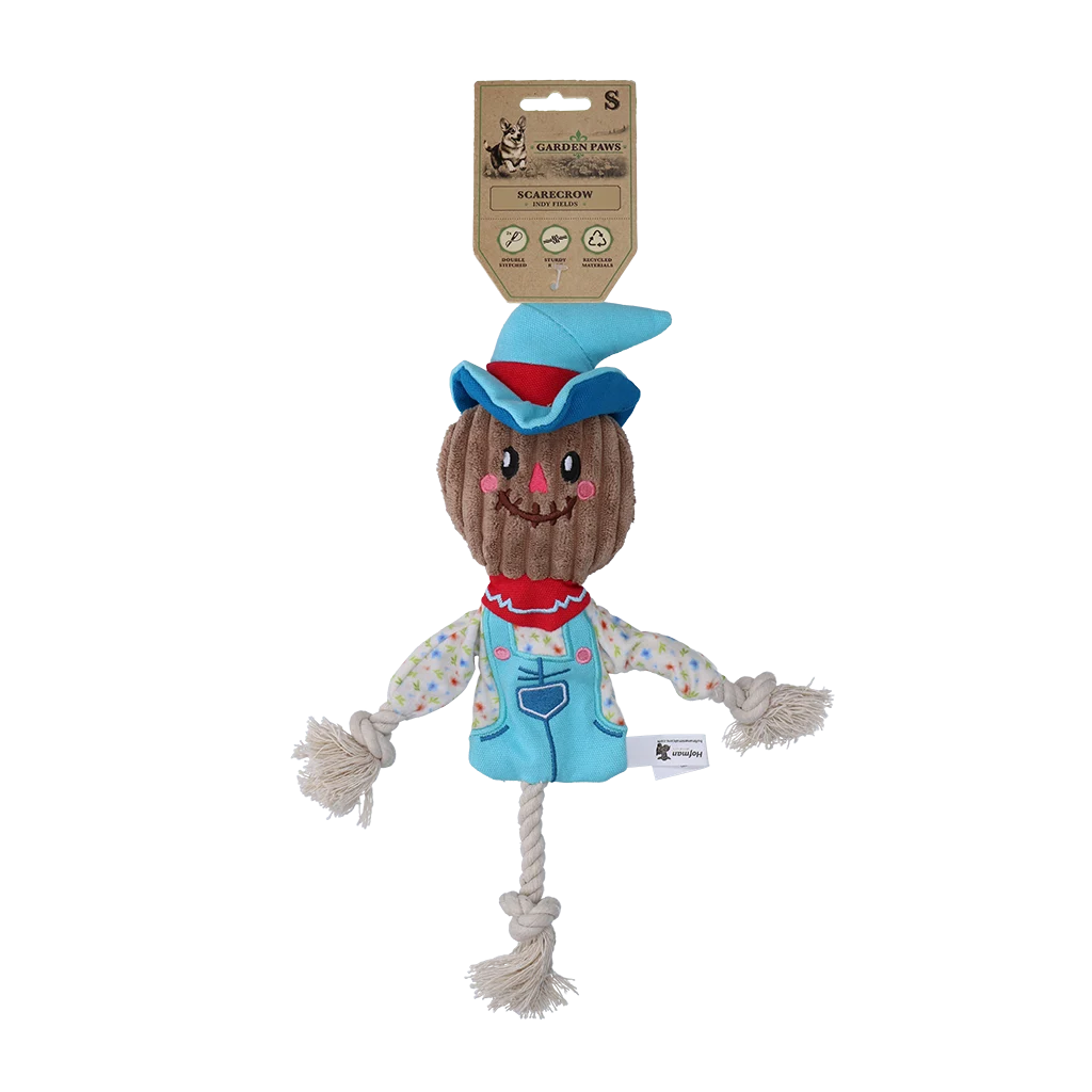 Zerrspielzeug Vogelscheuche mit Knisterkörper und Seil – Garden Paws Scarecrow Calvin Crow S – Bild 1